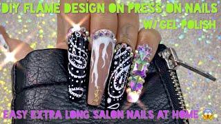 DIY XXL press on nails | bandana and flame | easy salon nails at home | Vanity Val