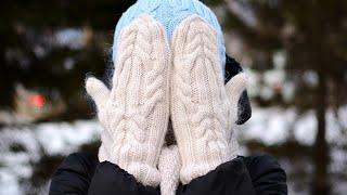 Варежки/рукавицы с косами. Вязание спицами. Knitting Mittens with cables. Tutorial