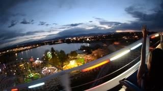 Cyclone Roller Coaster at Night Lakeside Amusement Park