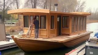 Man Builds DIY Houseboat From Scratch | Start to Finish by @adrianwoodworm