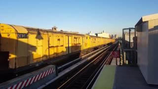 R156 diesel pulling old Continuous Rail Handler cars (R123)