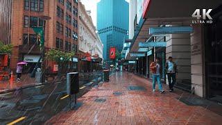 Walking in the Rain in Wellington CBD, New Zealand | Binaural City Sounds for Sleep | 4K ASMR