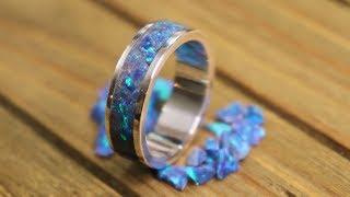 How to make a silver and opal inlay ring using UV resin