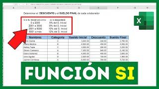 Función SI en Excel con VARIAS CONDICIONESCalcular el DESCUENTO y el SUELDO FINAL (Ejemplo)