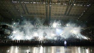 Fans of Gate 13 in celebration for the basketball legend Dimitris Diamantidis