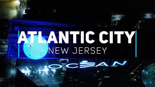 Atlantic city at night by drone | 4K aerial video