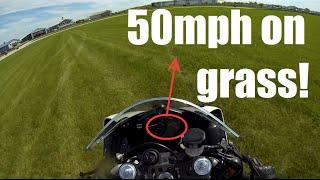 Yamaha R1 Onboard:  Riding My Yamaha R1 Sportbike in Grass Fast!