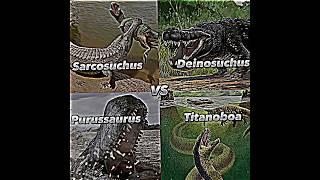 Sarcosuchus Vs. Purussaurus Vs. Deinosuchus Vs. Titanoboa | Death Battle #dinosaur #edit #shorts