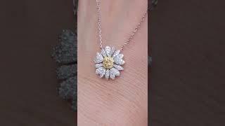 Daisy Flower Charm Pendant Necklace #albrechtjewelry #necklace #diamondnecklaces