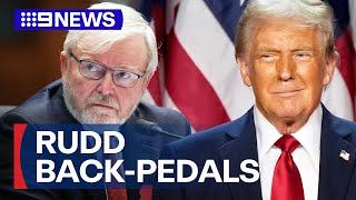 US Ambassador Kevin Rudd deletes social posts criticising trump | 9 News Australia