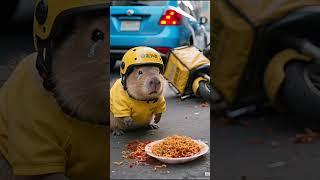 The capybara food was spilled  #capibara #cute