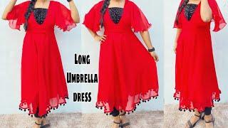 Long Umbrella Dress With full Circle Butterfly Sleeves / Maxi dress / Umbrella Sleeves/ Frock Kurti