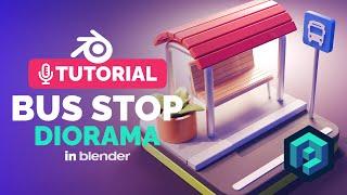 Blender 3D Bus Stop Diorama Tutorial | Polygon Runway