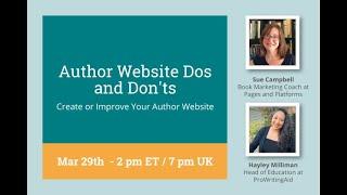 Author Website Dos and Don'ts with Sue Campbell from Pages and Platforms