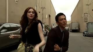 [2014.11. 3] Selfie cast and crew singing the theme song + promo - Karen Gillan & John Cho