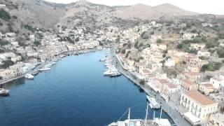 An aerial tour of Symi harbour by Drone