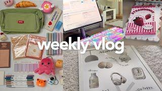 weekly vlog  | mini room makeover, organizing stationery, digital planning