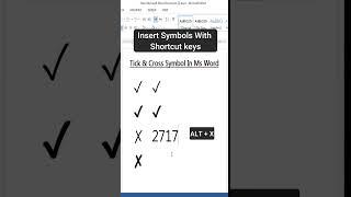 tick and cross symbol in ms word | check mark in ms word | #shortsvideo