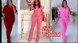 How to cut and sew a palazzo pant and double drawstring top. diy sewing tutorial for beginners. #oma