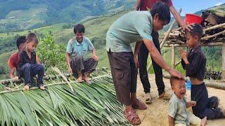 The villagers built and completed a bamboo house frame for the orphan boy