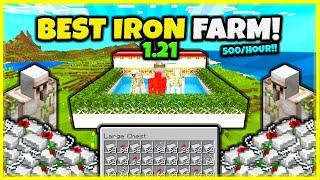 BEST IRON FARM EVER! (500 IRON/HOUR!) In Minecraft Bedrock 1.21