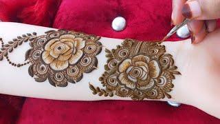 Very Beautiful Unique Floral Henna Design For Front Hand || Latest Full Hand Floral Henna Tutorial