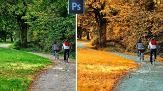 how to convert spring to autumn in photoshop - 1-Minute tutorial