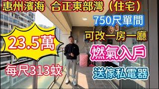 惠州濱海區 | 合正東部灣便靚正筍盤報道！750尺燃氣入戶嘅住宅單間！可以改一房一廳！轉角陽台生活樂趣多！只要20萬！尺價313蚊！抵食！睇遊艇碼頭！睇山 | 睇海！遠離鬧市好選擇！#合正東部灣