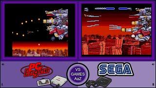 Aero Blasters(Pc Engine vs Mega Drive)Air Buster/side by side comparison