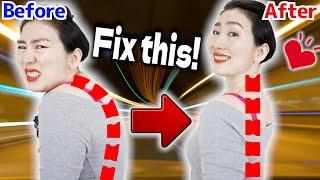 Fix Round Back and Remove Back Fat with Towel Exercise!  Look 10 Years Younger!