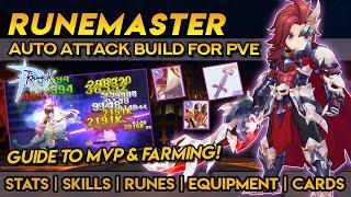 RUNEMASTER AUTO ATK BUILD FOR PVE ~ Stats, Skills, Runes, Equipment, Cards and Tips!!