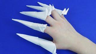 How to make claws with spikes out of paper for your fingers Origami claws out of paper