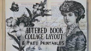 New Altered Book Collage Layout & Free Vintage Printables