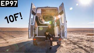 winter camping at the FACTORY BUTTE! | vanlife utah