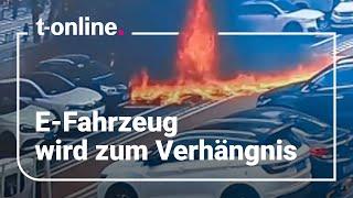 E-Fahrzeug brennt – dann fängt der Besitzer plötzlich Feuer