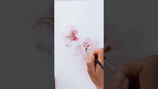 How to paint Cherry Blossom with watercolor in easy and relaxing way #watercolortutorial #arttips