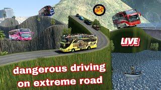 driving overload bus on extreme hills road