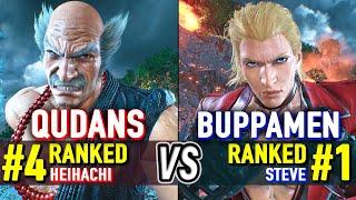 T8  QUDANS (#4 Ranked Heihachi) vs BUPPAMEN (#1 Ranked Steve)  Tekken 8 High Level Gameplay