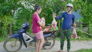 Duong sells wild boar meat by motorbike, suddenly comes home, cooking, Lý Thị Bình