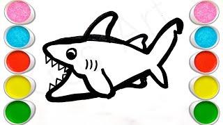 How To Draw Shark with Rainbow Colors for Kids. | Kids Art Cafe,1