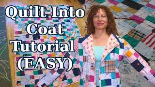 How to Turn Quilt Into Coat! Step-by-Step Upcycle Tutorial (EASY)!