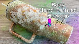 Antique Look base with Hand Painted Flowers on a 40 oz Tumbler | EASY Beginner Friendly!