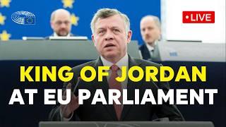 King Abdullah II of Jordan addresses the crisis in the Middle East at the EU Parliament