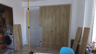 Laminate on the wall. All stages of installing the laminate on the wall. Unusual solution