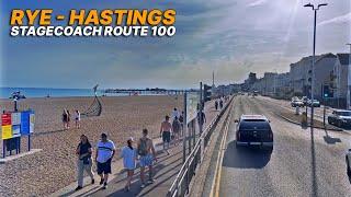 Sunny double-decker bus ride from Rye to Hastings in South East England - Stagecoach Bus Route 100 