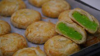 Buko Pandan Hopia / Mung Bean Buko Pandan Hopia