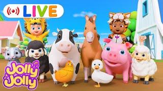 LIVEOld MacDonald had a farm, Baa baa black sheep + More | Jolly Jolly & Animals - Best Kids Songs!