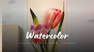 Paint Vibrant Tulips in Watercolor by Wet on Wet method