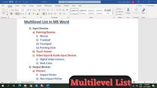 Multilevel List in MS Word  | Create and Modify Multilevel List in Word | Multilevel List