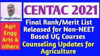 CENTAC 2021: Final Merit/Rank List Released for Arts & Science | Counseling Updates For Agriculture